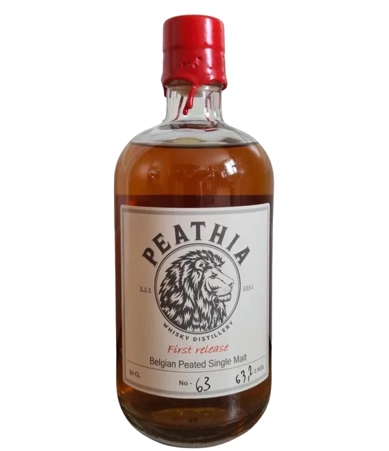Brugse Whisky Peathia 1st Release, fles bij slijterij t Bockje in Bathmen