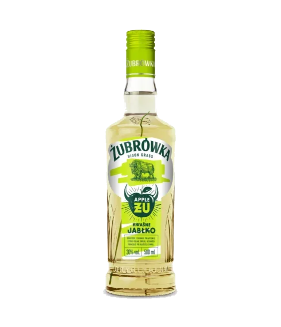Zubrowka Fresh Kwaśne Jabłko, fles bij slijterij t Bockje in Bathmen