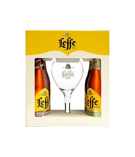 Leffe giftpack 4 flessen + glas, fles bij slijterij t Bockje in Bathmen