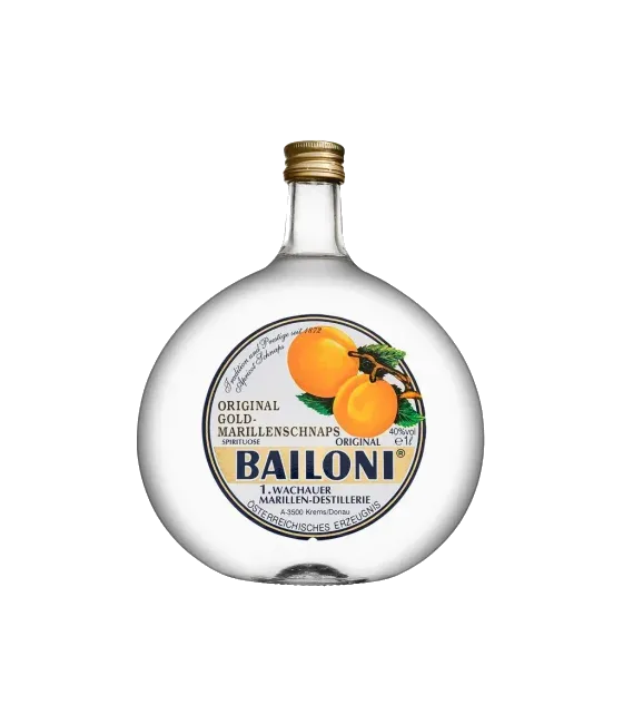 Bailoni Gold Marillen Schnaps, fles bij slijterij t Bockje in Bathmen