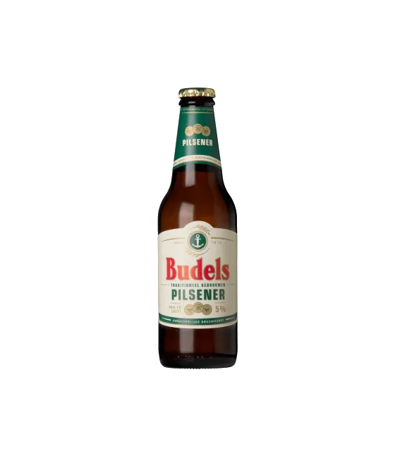 Budels Pilsner, fles bij slijterij t Bockje in Bathmen