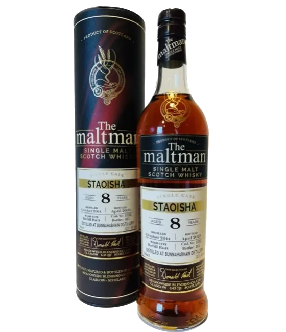 The Maltman Bunnahabhain Staoisha 2014 0,7L 52,5%, fles bij slijterij t Bockje in Bathmen