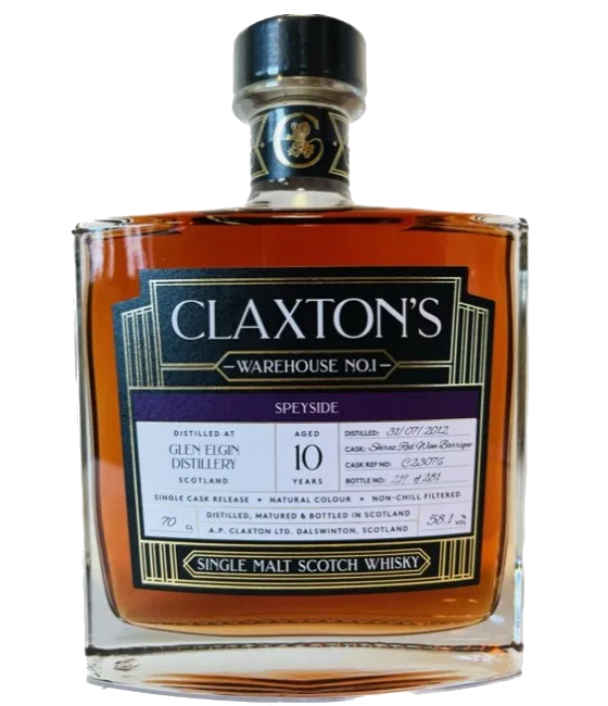 Claxton’s Warehouse No.1 Glen Elgin 10 YO Speyside, fles bij slijterij t Bockje in Bathmen
