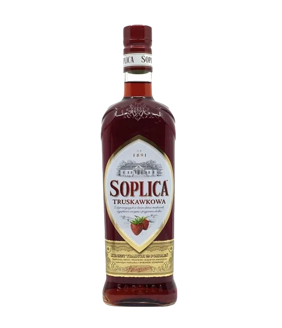Soplica Truskawkowa Aardbei, fles bij slijterij t Bockje in Bathmen