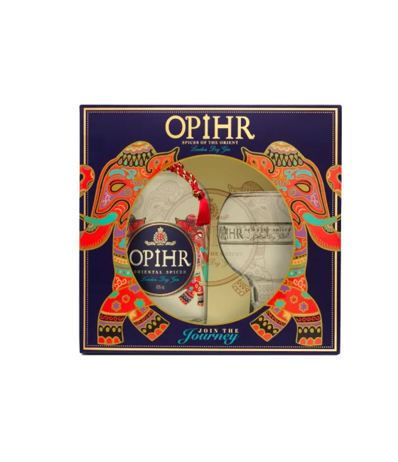 Opihr Gin Geschenkverpakking met Globe Glas, fles bij slijterij t Bockje in Bathmen