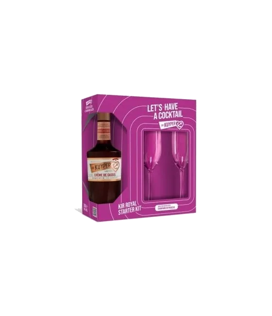 De Kuyper Crème de Cassis Kir Royal Starterskit, fles bij slijterij t Bockje in Bathmen