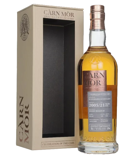 Càrn Mòr Celebration Of The Cask 21Y Bunnahabhain 2005 #410, fles bij slijterij t Bockje in Bathmen