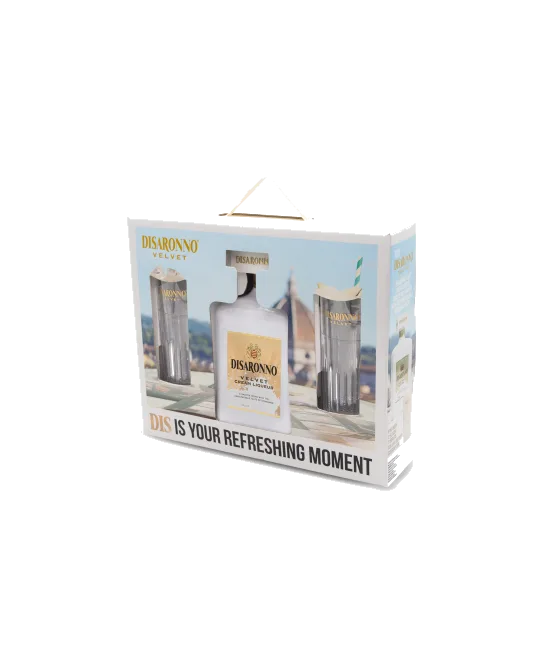 Disaronno Velvet Giftpack met 2 Outdoor Tumblers, fles bij slijterij t Bockje in Bathmen