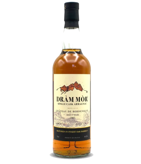 Dram Mor Single Cask Armagnac Chateau de Bordeneuve 17 Years Old 2005, fles bij slijterij t Bockje in Bathmen