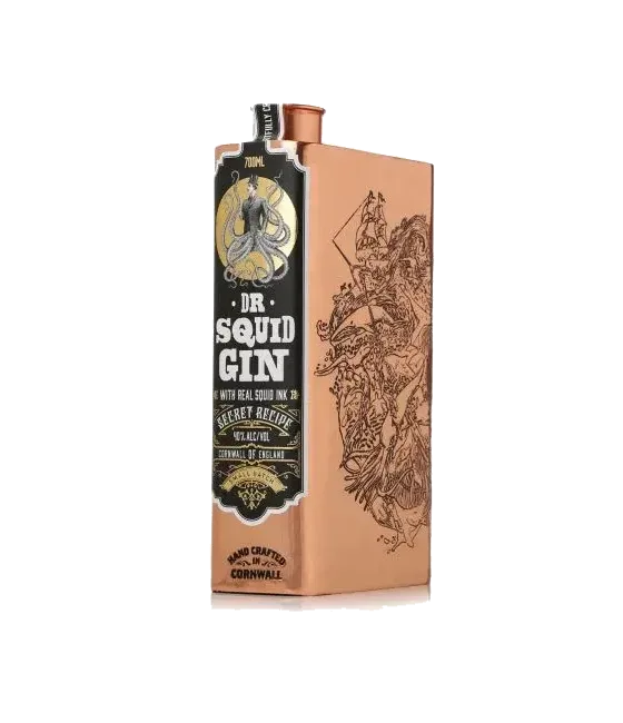 Dr. Squid Gin, fles bij slijterij t Bockje in Bathmen