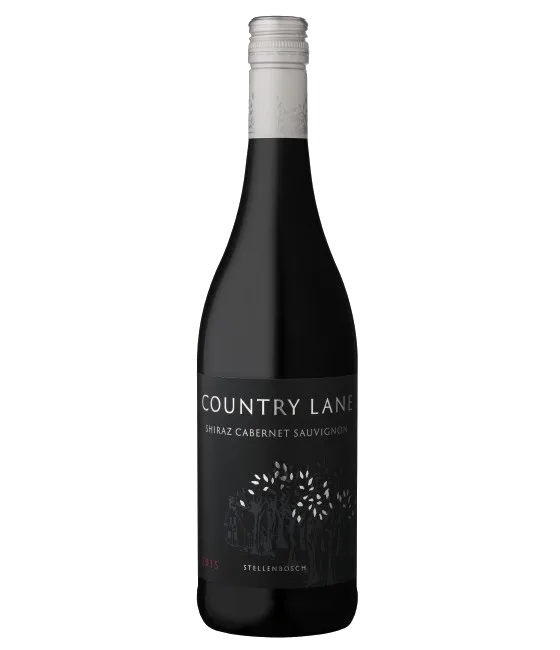 Country Lane Shiraz-Cabernet Sauvignon, Stellenbosch-Zuid Afrika, fles bij slijterij t Bockje in Bathmen