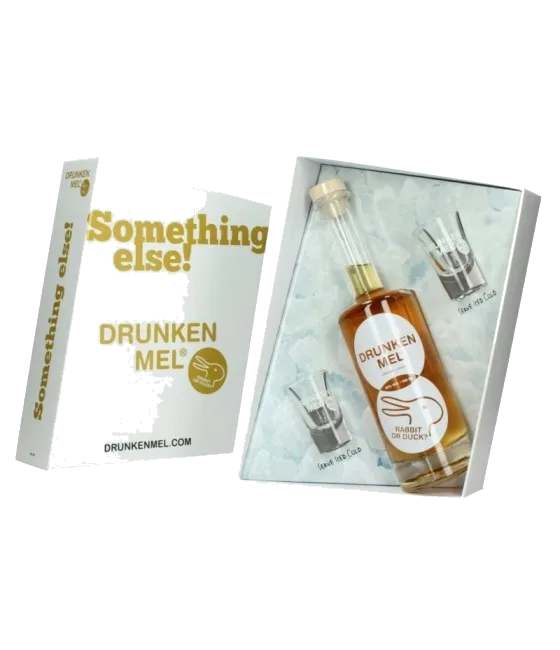 DRUNKEN MEL Giftpack, fles bij slijterij t Bockje in Bathmen