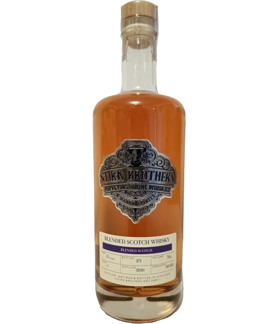 Stirk Brothers 13 Years Old Blended Scotch Whisky 2010, fles bij slijterij t Bockje in Bathmen