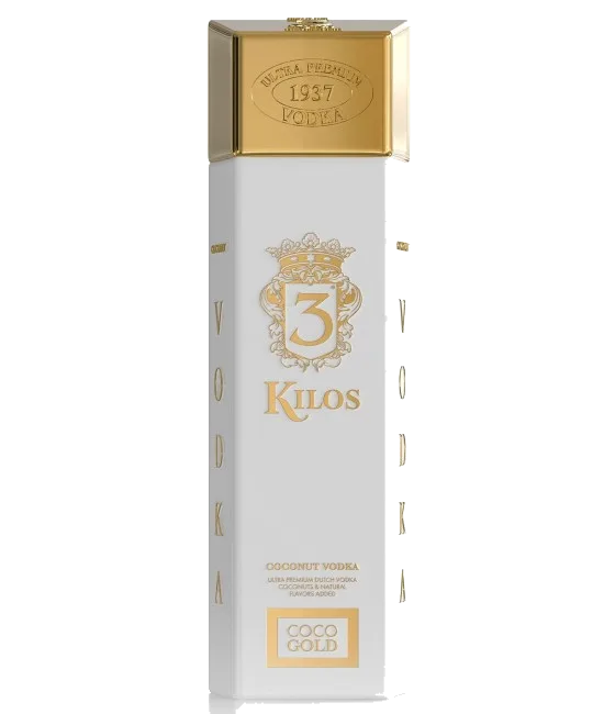 3Kilos Vodka Coco Gold, fles bij slijterij t Bockje in Bathmen