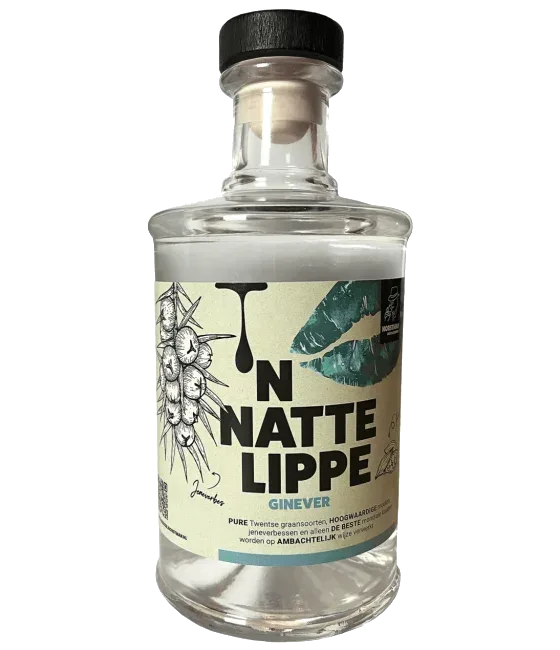 Horstman ‘N Natte Lippe Ginever, fles bij slijterij t Bockje in Bathmen