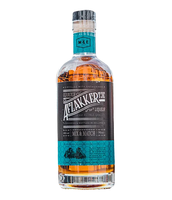 Afzakkertje Old Dutch Liqueur, fles bij slijterij t Bockje in Bathmen