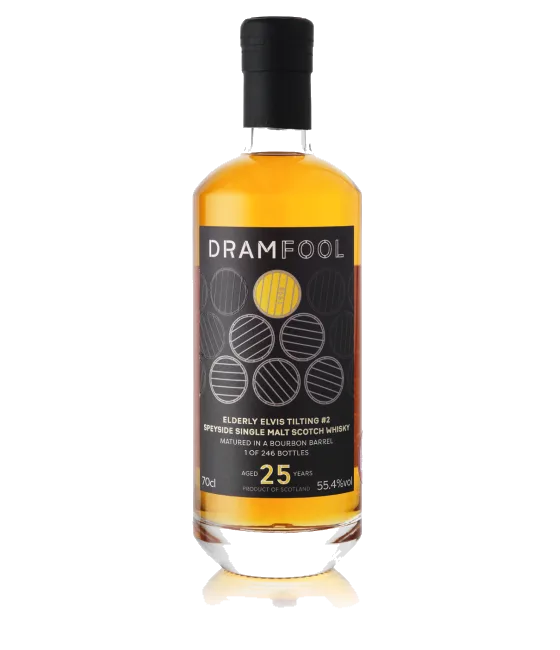 Dramfool 25 Years Old 1998 Elderly Elvis Tilting #2, fles bij slijterij t Bockje in Bathmen