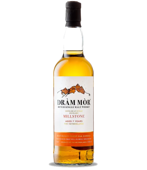 Dram Mor Millstone 7 Years Old 2017 #170315, fles bij slijterij t Bockje in Bathmen