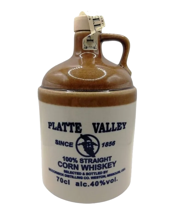 Platte Valley 100% Straight Corn Whiskey, fles bij slijterij t Bockje in Bathmen