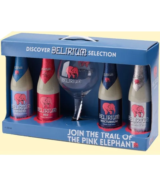 Delirium Tremens Geschenk 4 Flesjes met Glas, fles bij slijterij t Bockje in Bathmen