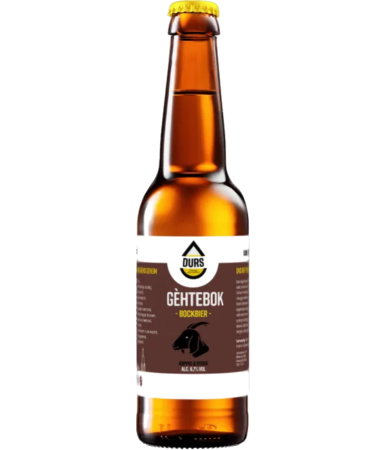 Brouwerij Durs Gèthebok Bockbier, fles bij slijterij t Bockje in Bathmen