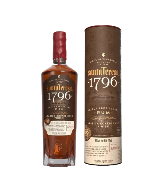 Santa Teresa 1796 Arabica Coffee Cask Rum, fles bij slijterij t Bockje in Bathmen