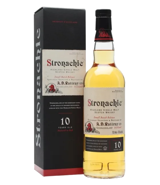 Stronachie 10 Years Old Single Speyside Malt Whisky, fles bij slijterij t Bockje in Bathmen