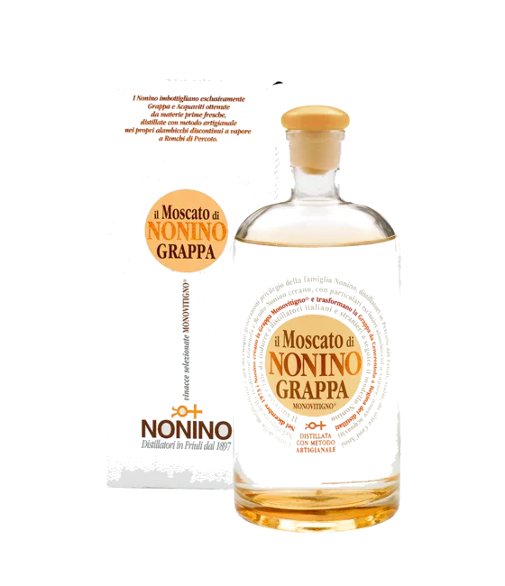 Nonino Grappa Moscato, fles bij slijterij t Bockje in Bathmen