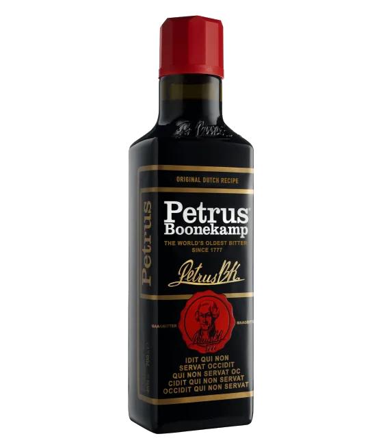 Petrus Boonekamp Magenbitter L’Amarissimo, fles bij slijterij t Bockje in Bathmen