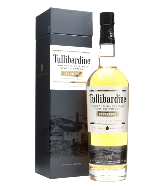 Tullibardine Sovereign Highland Single Malt Whisky, fles bij slijterij t Bockje in Bathmen