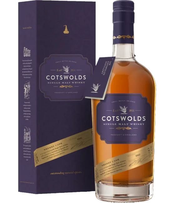 Cotswolds Sherry Cask Single Malt Whisky, fles bij slijterij t Bockje in Bathmen