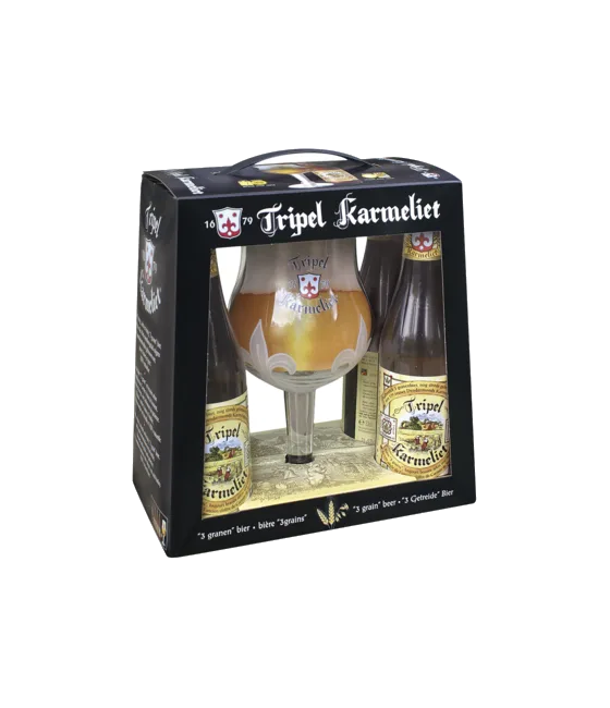 Tripel Karmeliet geschenksverpakking 4x33cl + glas, fles bij slijterij t Bockje in Bathmen