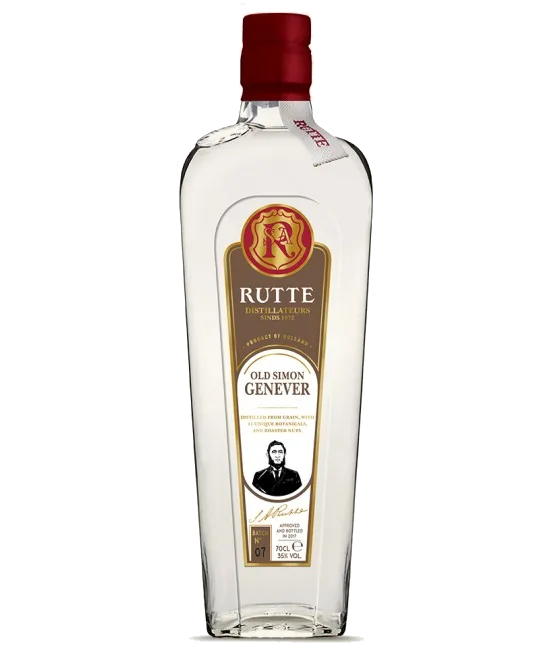 Rutte Old Simon Genever, fles bij slijterij t Bockje in Bathmen