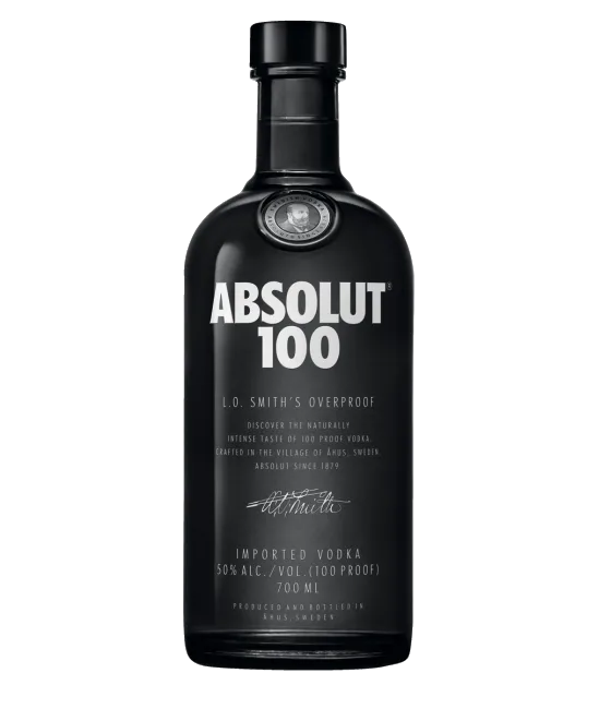 Absolut 100 proof vodka, fles bij slijterij t Bockje in Bathmen