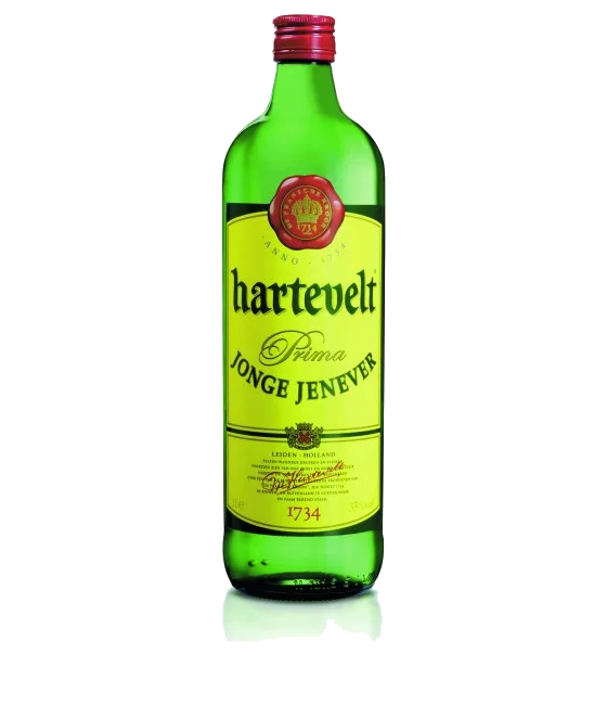 Hartevelt Jonge Jenever, fles bij slijterij t Bockje in Bathmen