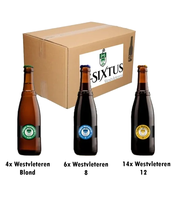 Abdij St-Sixtus Westvleteren mixdoos 24 flessen, fles bij slijterij t Bockje in Bathmen