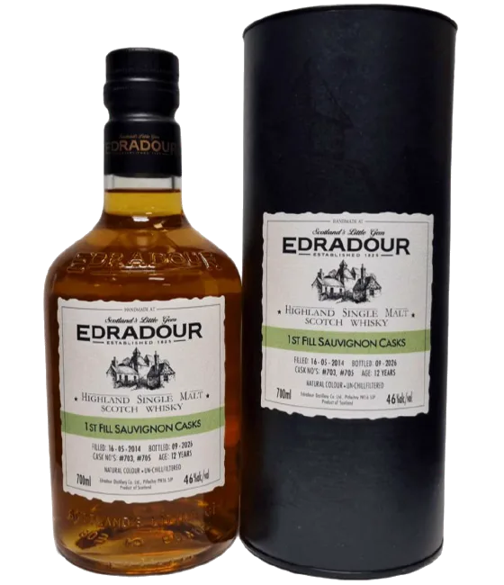 Edradour 12Y 2014 Michael-Eppan Sauvignon #703-705, fles bij slijterij t Bockje in Bathmen