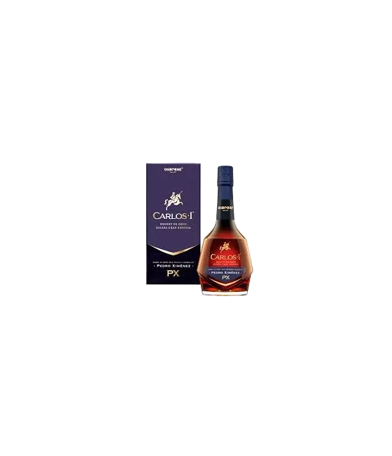 Carlos I Pedro Ximenez Brandy Jerez Solera Gran Reserva, fles bij slijterij t Bockje in Bathmen