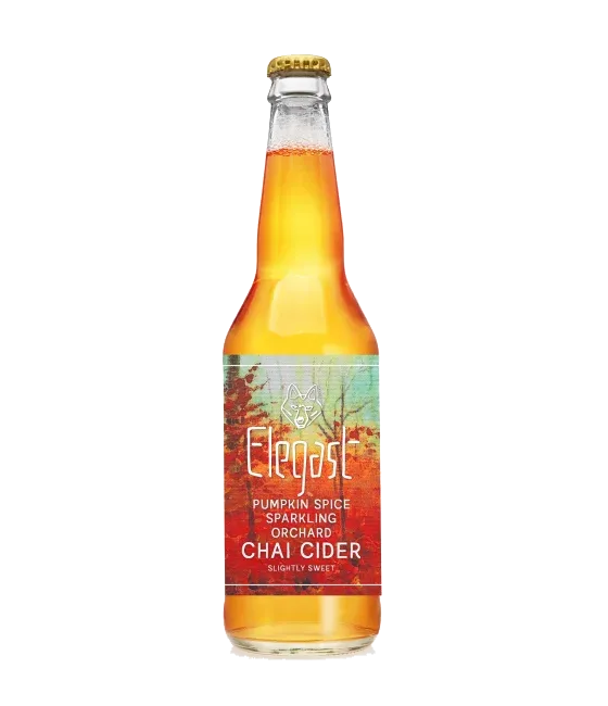 Elegast Pumpkin Spice Chai Cider, fles bij slijterij t Bockje in Bathmen