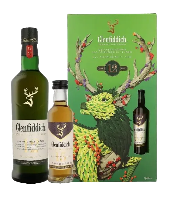 Glenfiddich Giftpack 12 Years Old + 15 Years Old miniatuur, fles bij slijterij t Bockje in Bathmen