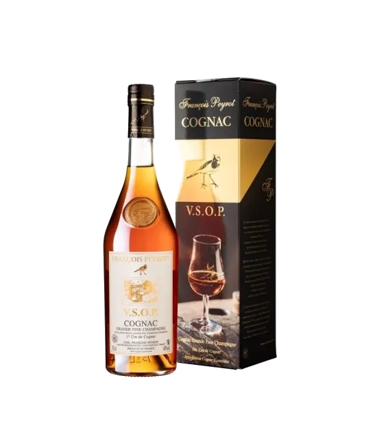 Francois Peyrot V.S.O.P Cognac, fles bij slijterij t Bockje in Bathmen