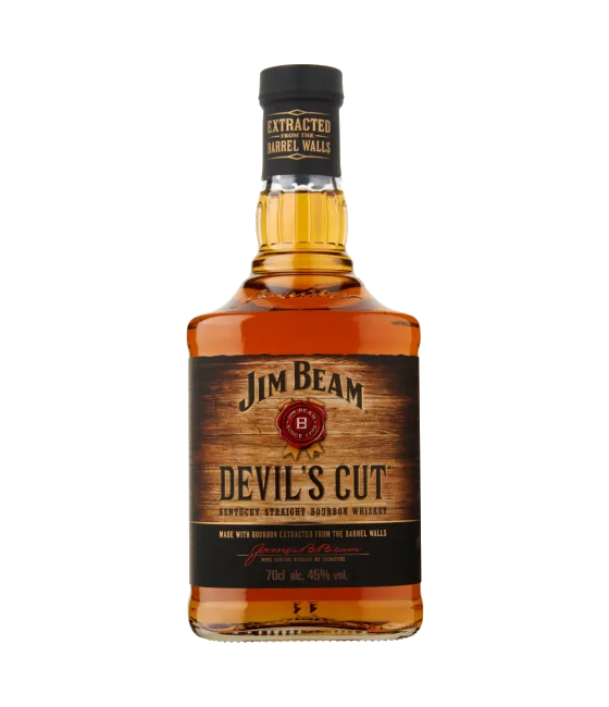 Jim Beam Devils Cut Bourbon Kentucky Straight Whiskey, fles bij slijterij t Bockje in Bathmen