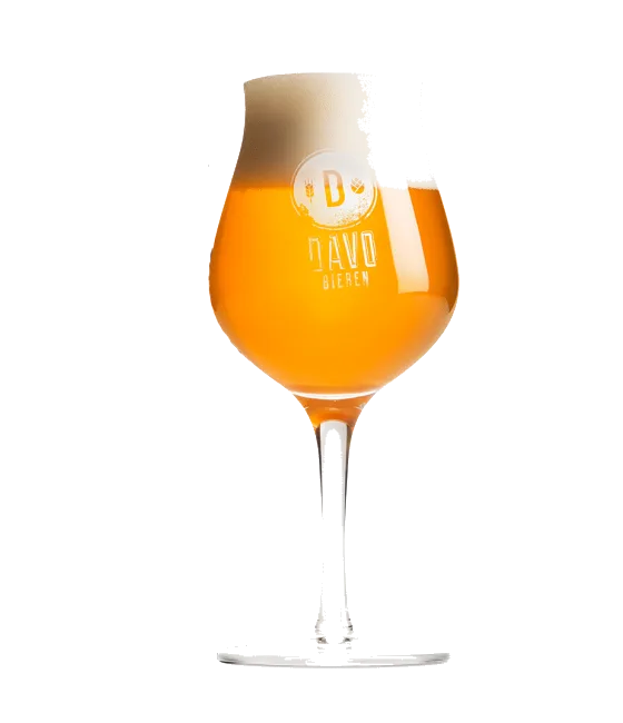 DAVO bierglas op voet, fles bij slijterij t Bockje in Bathmen