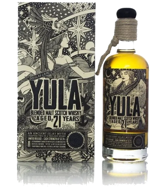 Yula 21 Years Old Douglas Laing Blended Malt Scotch Whisky, fles bij slijterij t Bockje in Bathmen