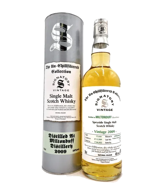 The Un-Chillfiltered Collection Signatory Miltonduff 2009 #701804 – 701807, fles bij slijterij t Bockje in Bathmen