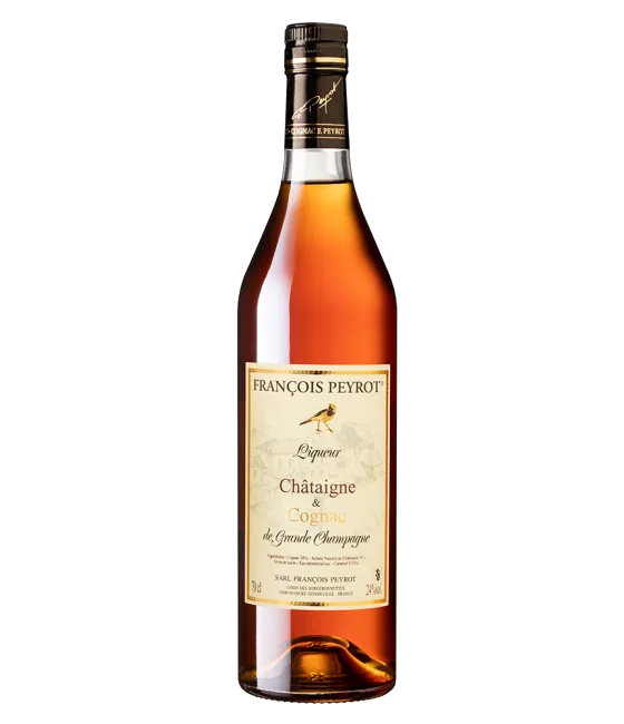 Francois Peyrot Châtaigne & Cognac Liqueur, fles bij slijterij t Bockje in Bathmen