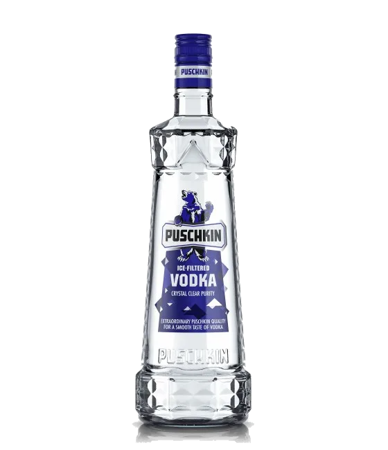 Puschkin Vodka, fles bij slijterij t Bockje in Bathmen