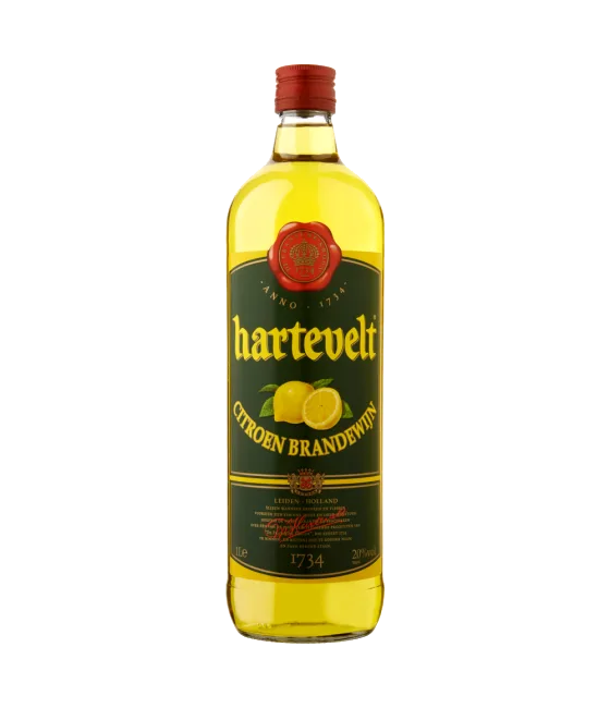 Hartevelt Citroenbrandewijn, fles bij slijterij t Bockje in Bathmen
