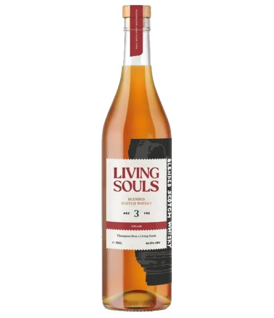 Living Souls X Thompson Bros Collab 3 Years Old Blended Whisky, fles bij slijterij t Bockje in Bathmen