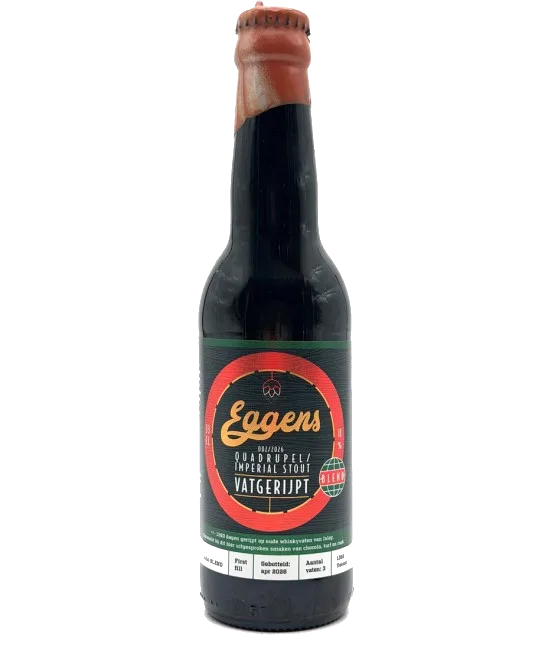 Eggens Quadruppel/Imperial Stout Islay Whisky Vatgerijpt 002/2026, fles bij slijterij t Bockje in Bathmen